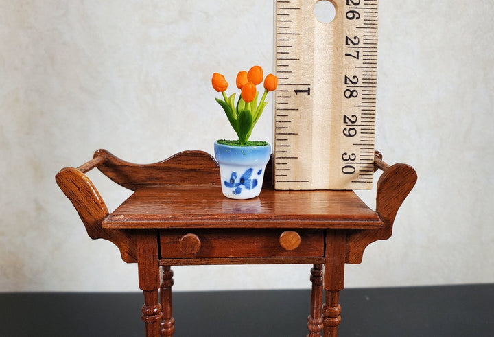 Dollhouse Orange Tulips in a Ceramic Planter Pot 1:12 Scale Miniature - MiniatureCrush