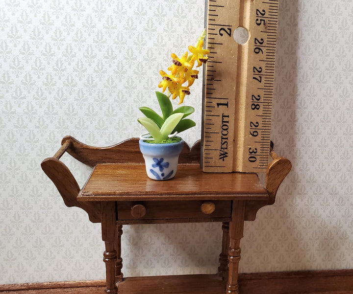 Dollhouse Orchid Flowers Plant in Ceramic Planter Orange 1:12 Scale Miniature - MiniatureCrush