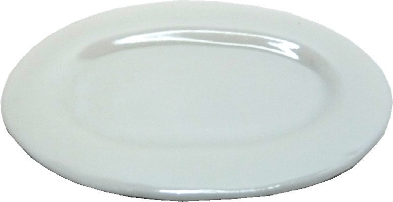 Dollhouse Oval Ceramic Platter White 1:12 Scale Miniature Dish - MiniatureCrush