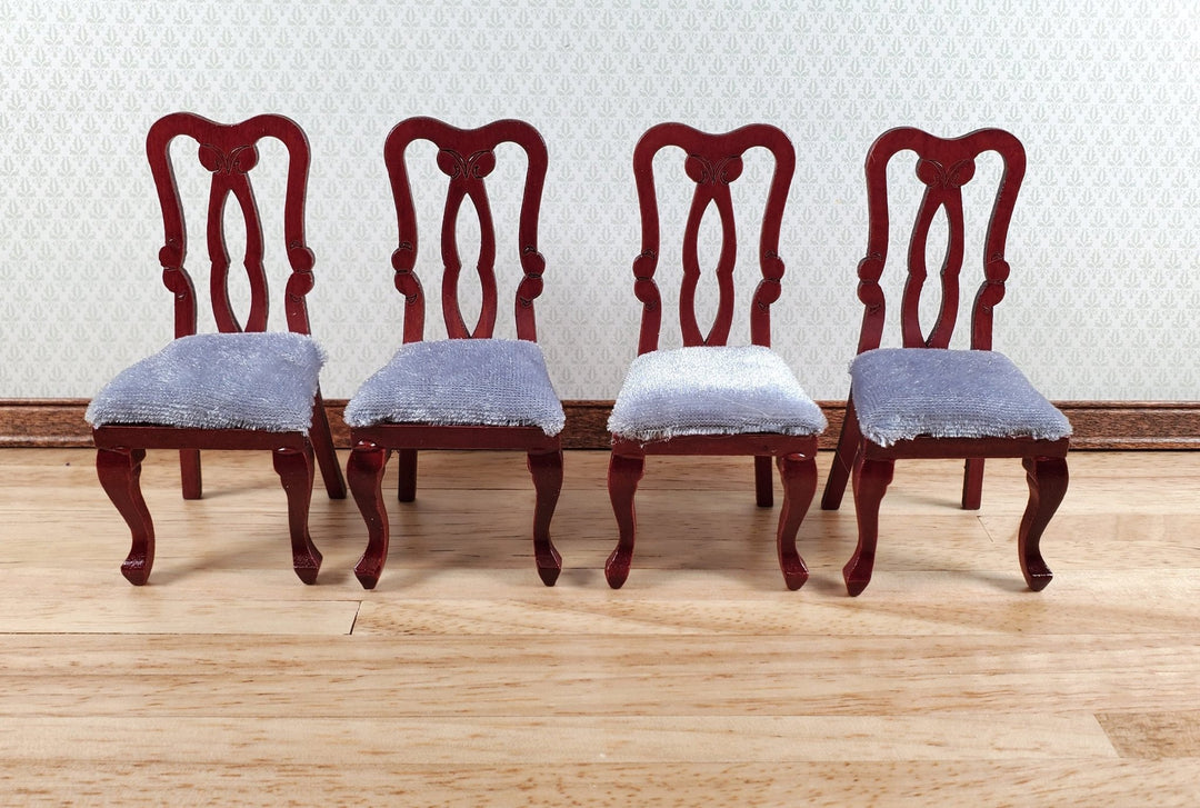 Dollhouse Oval Dining Room Table 4 Chairs Mahogany Finish 1:12 Scale Furniture - Miniature Crush