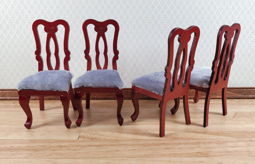 Dollhouse Oval Dining Room Table 4 Chairs Mahogany Finish 1:12 Scale Furniture - Miniature Crush