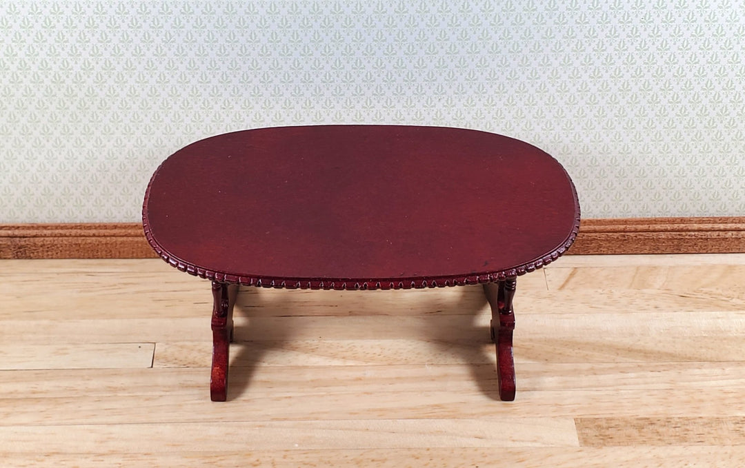 Dollhouse Oval Dining Table by Hansson Wood 1:12 Scale Miniature Mahogany Finish - MiniatureCrush