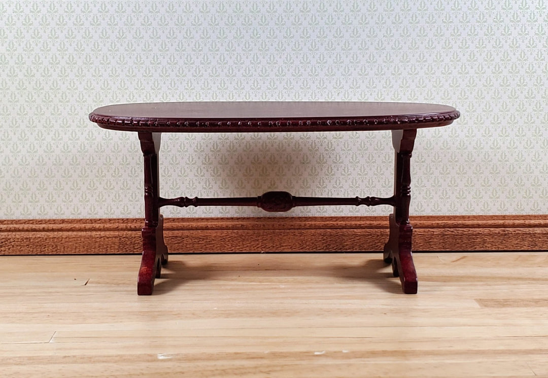 Dollhouse Oval Dining Table by Hansson Wood 1:12 Scale Miniature Mahogany Finish - MiniatureCrush