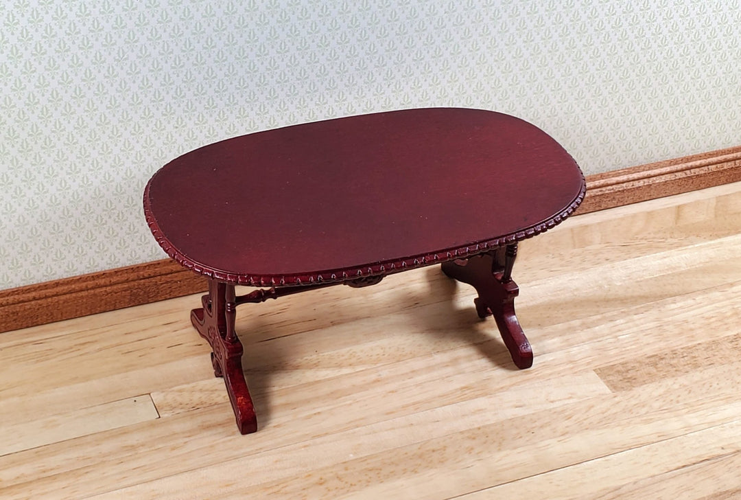 Dollhouse Oval Dining Table by Hansson Wood 1:12 Scale Miniature Mahogany Finish - MiniatureCrush