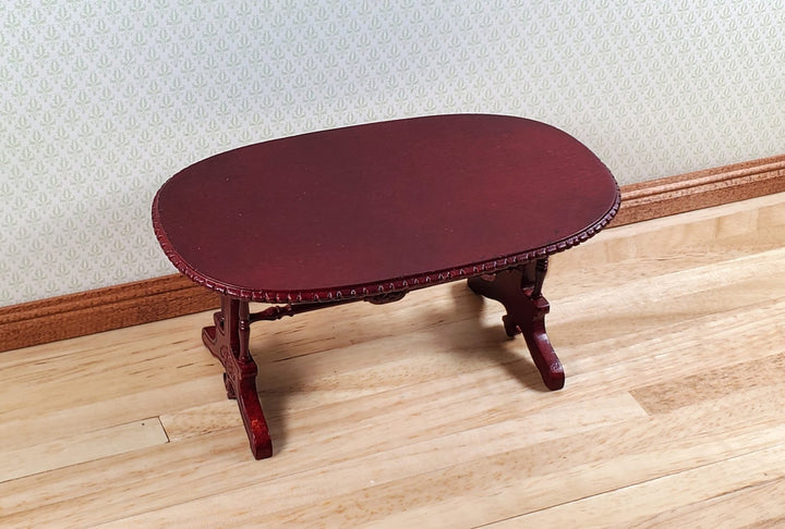 Dollhouse Oval Dining Table by Hansson Wood 1:12 Scale Miniature Mahogany Finish - MiniatureCrush