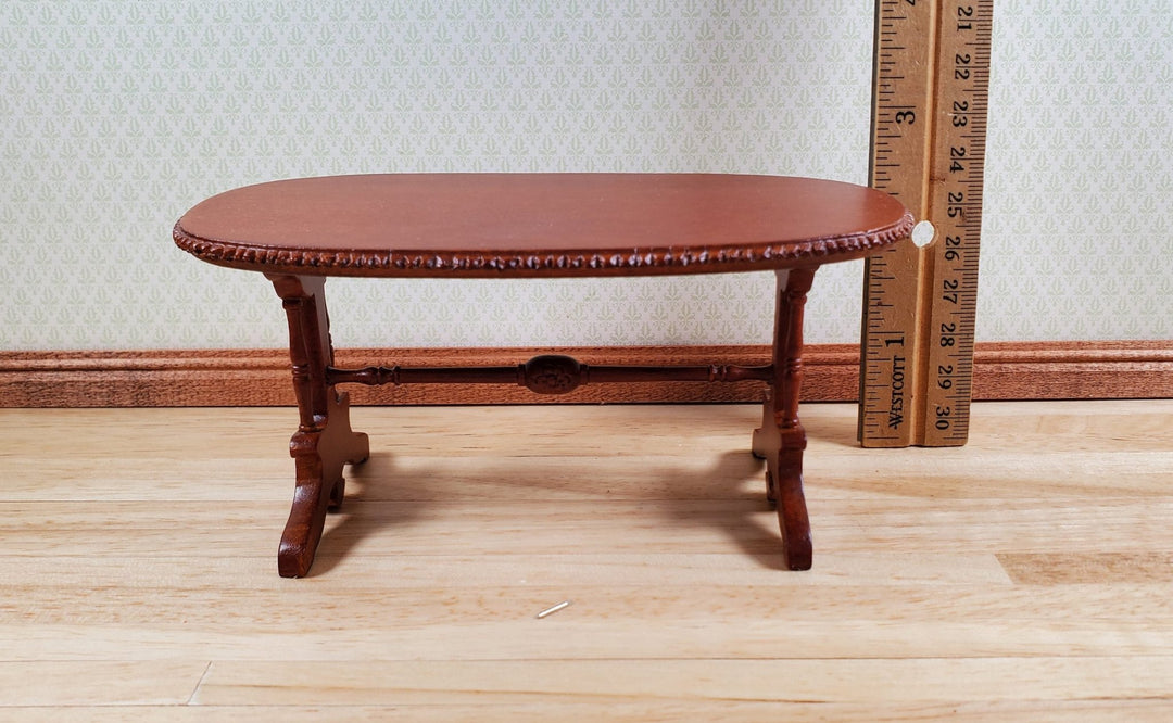 Dollhouse Oval Dining Table by Hansson Wood 1:12 Scale Miniature Walnut Finish - MiniatureCrush
