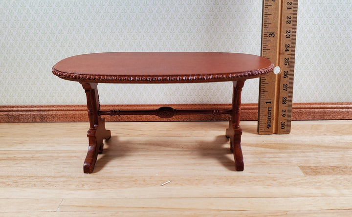 Dollhouse Oval Dining Table by Hansson Wood 1:12 Scale Miniature Walnut Finish - MiniatureCrush