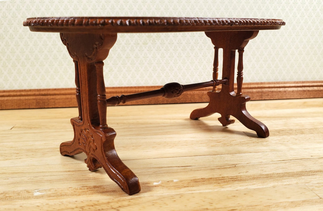 Dollhouse Oval Dining Table by Hansson Wood 1:12 Scale Miniature Walnut Finish - MiniatureCrush