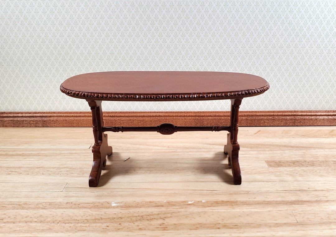 Dollhouse Oval Dining Table by Hansson Wood 1:12 Scale Miniature Walnut Finish - MiniatureCrush