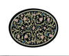 Dollhouse Oval Rug Fabric Black Pink and Blue Floral 1:12 Scale Miniature