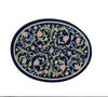 Dollhouse Oval Rug Fabric Navy Blue Pink Floral 1:12 Scale Miniature
