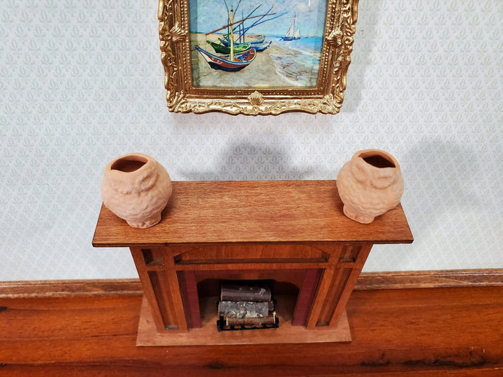 Dollhouse Owl Planters Terra Cotta Pots Set of 2 Unglazed 1:12 Scale Miniatures - MiniatureCrush