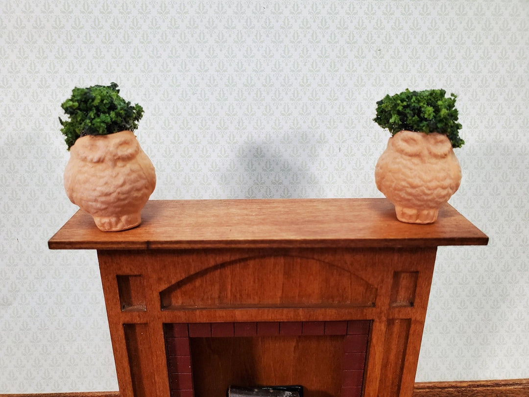 Dollhouse Owl Planters Terra Cotta Pots Set of 2 Unglazed 1:12 Scale Miniatures - MiniatureCrush