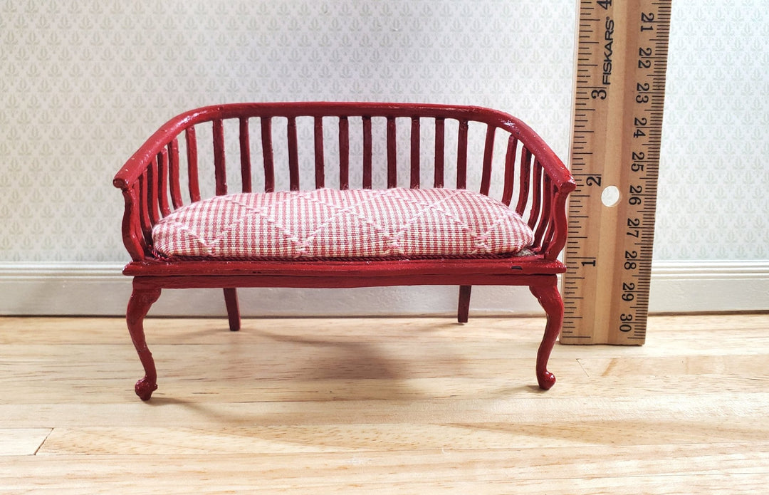 Dollhouse Padded Bench Handmade Estate Piece 1:12 Scale Miniature Furniture - MiniatureCrush
