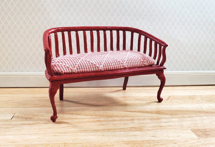 Dollhouse Padded Bench Handmade Estate Piece 1:12 Scale Miniature Furniture - MiniatureCrush