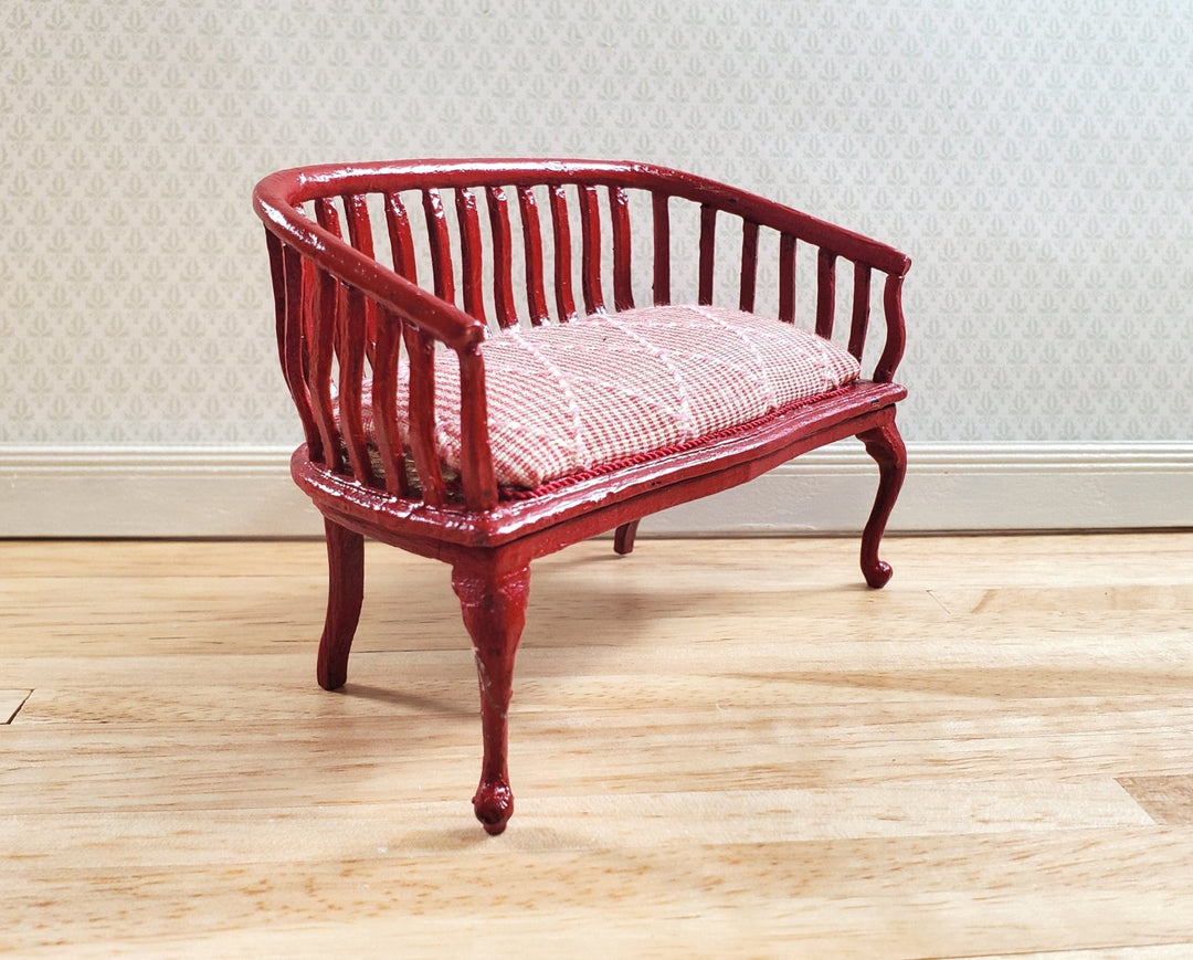 Dollhouse Padded Bench Handmade Estate Piece 1:12 Scale Miniature Furniture - MiniatureCrush