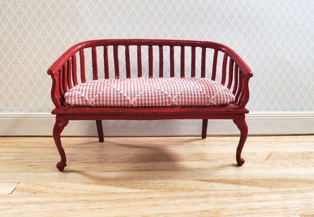 Dollhouse Padded Bench Handmade Estate Piece 1:12 Scale Miniature Furniture - MiniatureCrush