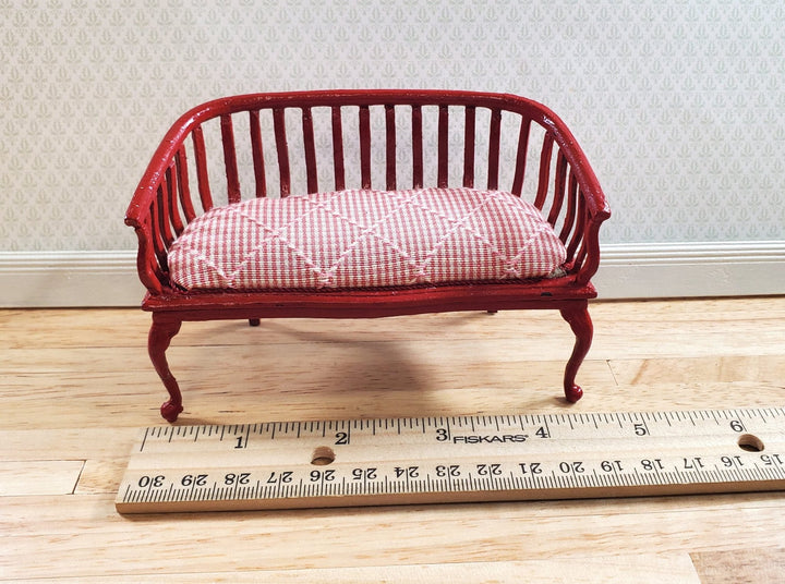 Dollhouse Padded Bench Handmade Estate Piece 1:12 Scale Miniature Furniture - MiniatureCrush
