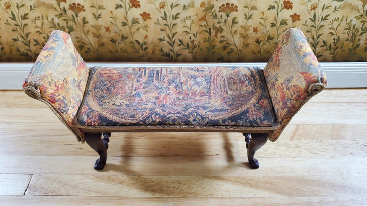 Dollhouse Padded Bench Seat Handmade Estate Piece 1:12 Scale Miniature Furniture - MiniatureCrush