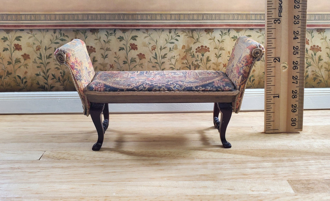 Dollhouse Padded Bench Seat Handmade Estate Piece 1:12 Scale Miniature Furniture - MiniatureCrush