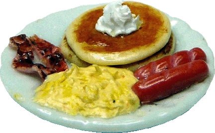 Dollhouse Pancake Breakfast with Eggs Sausage Bacon 1:12 Scale Miniature - MiniatureCrush