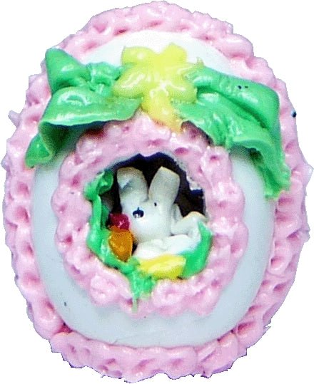 Dollhouse Panorama Egg Rabbit Pink Trim 1:12 Scale Miniature Food Bakery - MiniatureCrush
