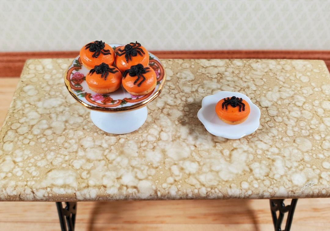 Dollhouse Pastries Donuts Halloween Spider Theme Set of 5 1:12 Scale Miniature - MiniatureCrush