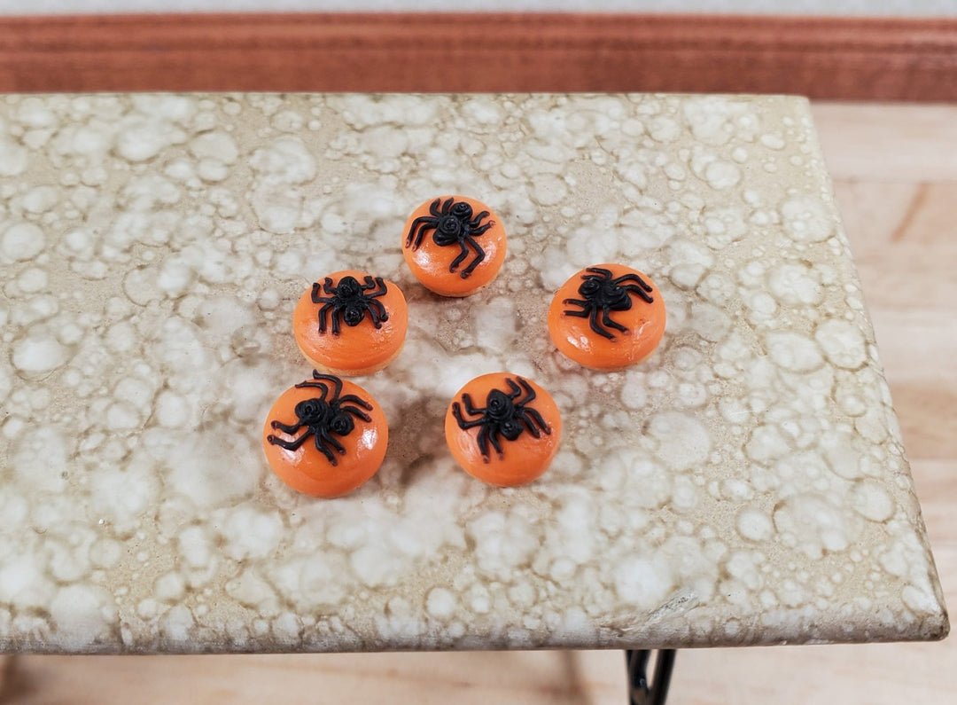 Dollhouse Pastries Donuts Halloween Spider Theme Set of 5 1:12 Scale Miniature - MiniatureCrush