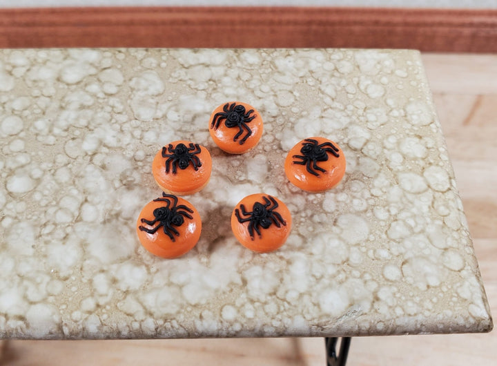 Dollhouse Pastries Donuts Halloween Spider Theme Set of 5 1:12 Scale Miniature - MiniatureCrush