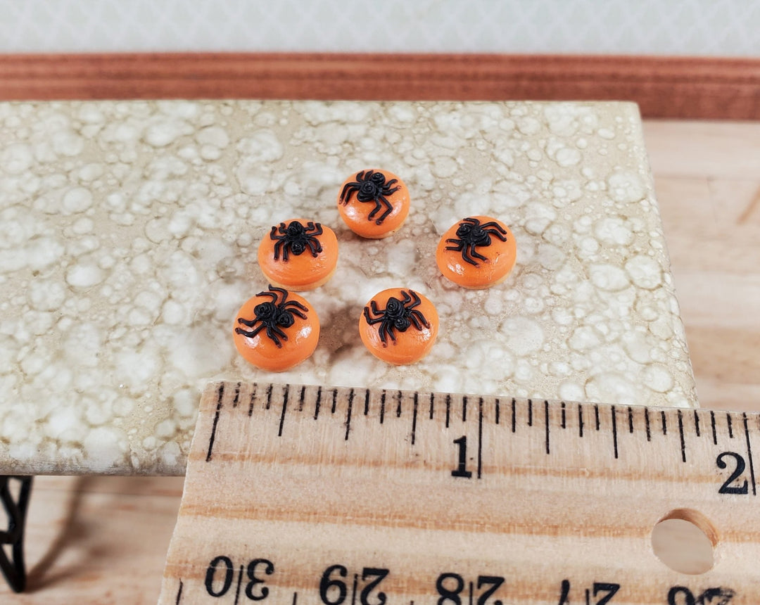 Dollhouse Pastries Donuts Halloween Spider Theme Set of 5 1:12 Scale Miniature - MiniatureCrush