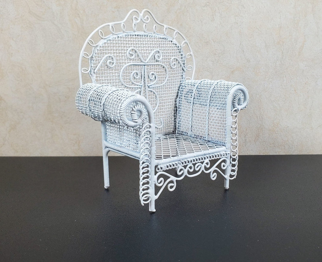 Dollhouse Patio Chair White Metal 1:12 Scale Miniature Fairy Garden Furniture - MiniatureCrush