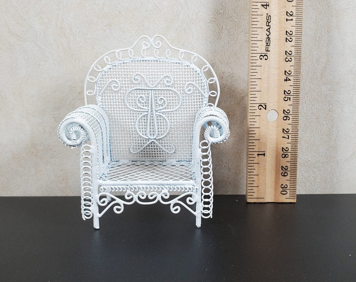 Dollhouse Patio Chair White Metal 1:12 Scale Miniature Fairy Garden Furniture - MiniatureCrush