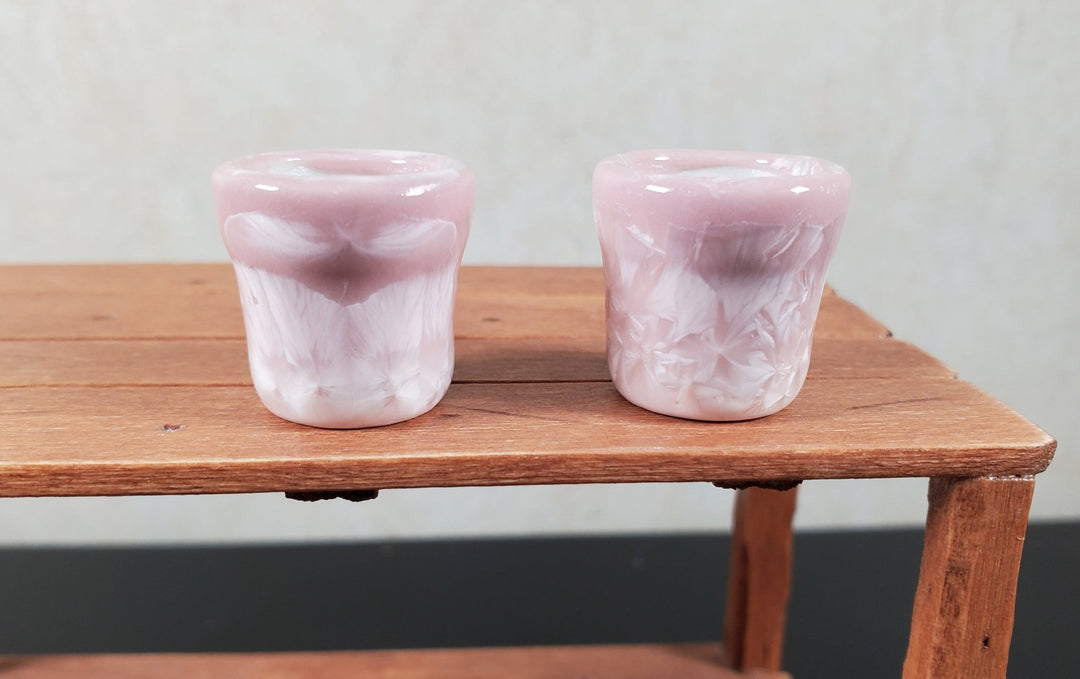 Dollhouse Patterned Pink Ceramic Pot Set of 2 1:12 Scale Miniature - MiniatureCrush