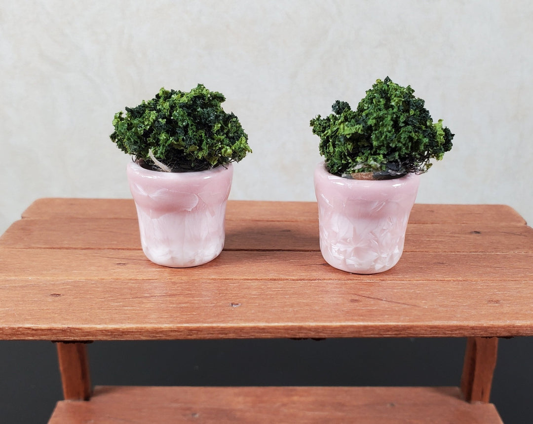 Dollhouse Patterned Pink Ceramic Pot Set of 2 1:12 Scale Miniature - MiniatureCrush