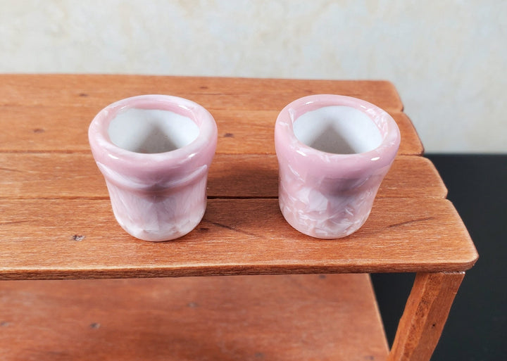 Dollhouse Patterned Pink Ceramic Pot Set of 2 1:12 Scale Miniature - MiniatureCrush