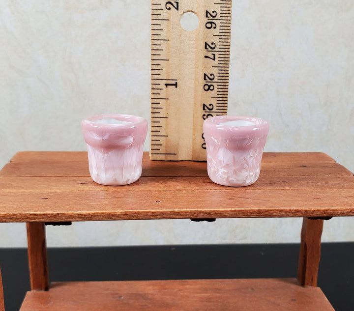 Dollhouse Patterned Pink Ceramic Pot Set of 2 1:12 Scale Miniature - MiniatureCrush