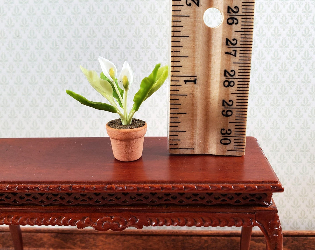 Dollhouse Peace Lily Houseplant in Terra Cotta Pot 1:12 Scale Miniature Plant - Miniature Crush