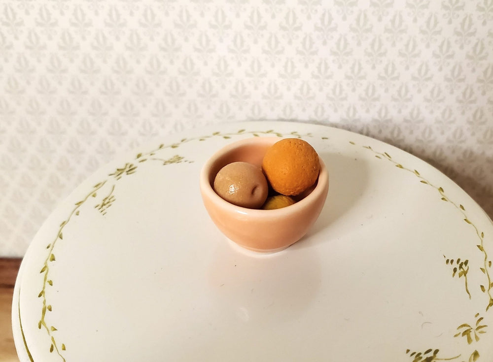 Dollhouse Peach Ceramic Serving Bowl 1:12 Scale Miniature - MiniatureCrush