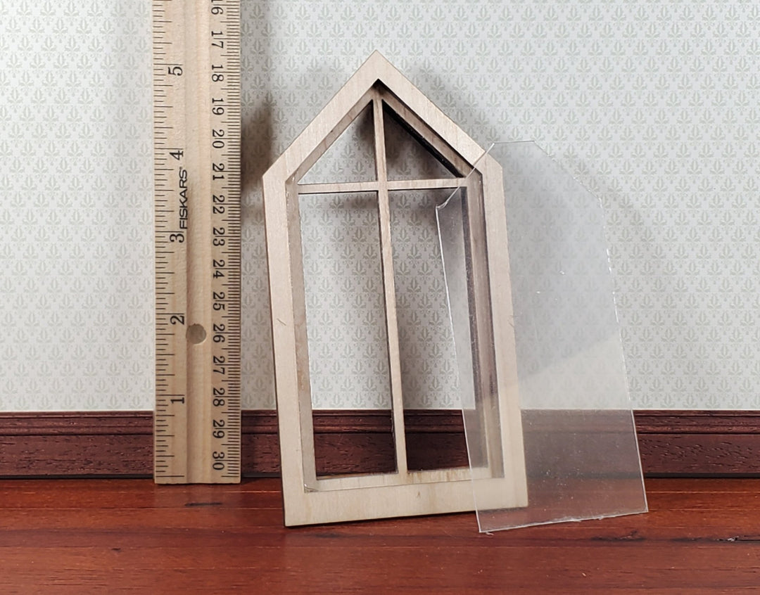 Dollhouse Peaked Window 45 Degrees Wood Acrylic 1:12 Scale Miniature by Alessio - Miniature Crush