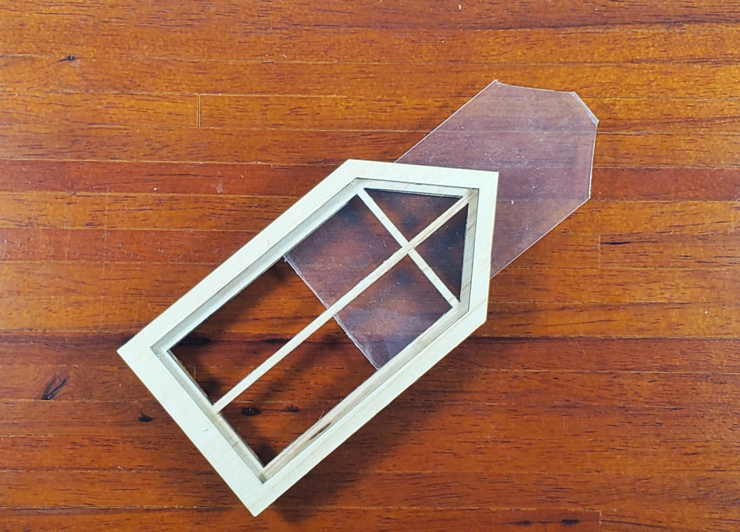 Dollhouse Peaked Window 45 Degrees Wood Acrylic 1:12 Scale Miniature by Alessio - Miniature Crush