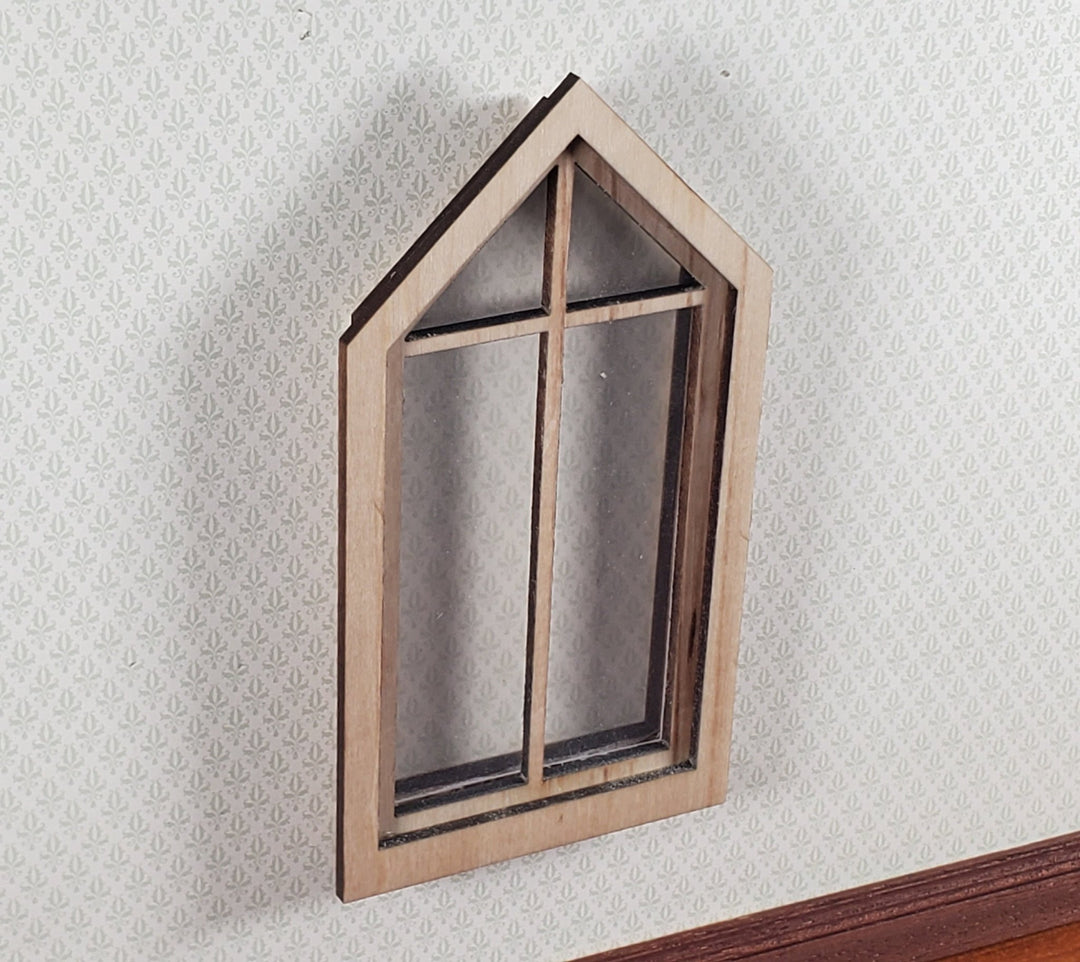 Dollhouse Peaked Window 45 Degrees Wood Acrylic 1:12 Scale Miniature by Alessio - Miniature Crush