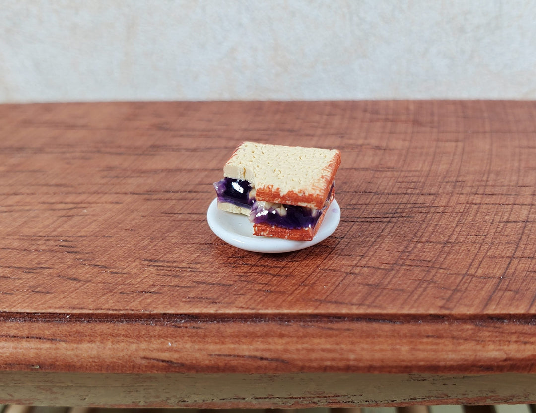 Dollhouse Peanut Butter & Jelly Sandwich with a Bite PBJ 1:12 Scale - MiniatureCrush