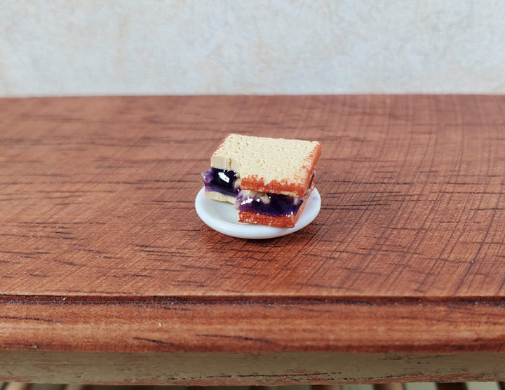 Dollhouse Peanut Butter & Jelly Sandwich with a Bite PBJ 1:12 Scale - MiniatureCrush