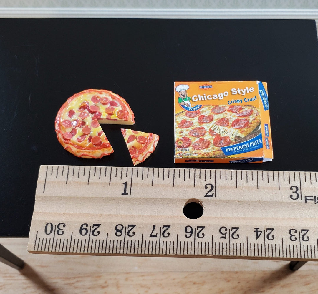 Dollhouse Pepperoni Pizza with Slice and Box 1:12 Scale Miniature Food - MiniatureCrush