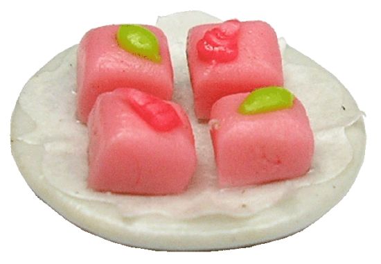 Dollhouse Petit Fours Glaces on Plate 1:12 Scale Miniature Dessert Food Bakery - MiniatureCrush