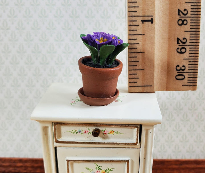 Dollhouse Petunias Flowers Purple Terra Cotta Planter Pot 1:12 Scale Miniature - Miniature Crush