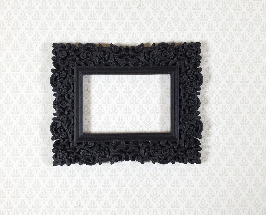 Dollhouse Picture Frame Black Fancy 3" 1:12 Scale Miniature Halloween MC196 - Miniature Crush