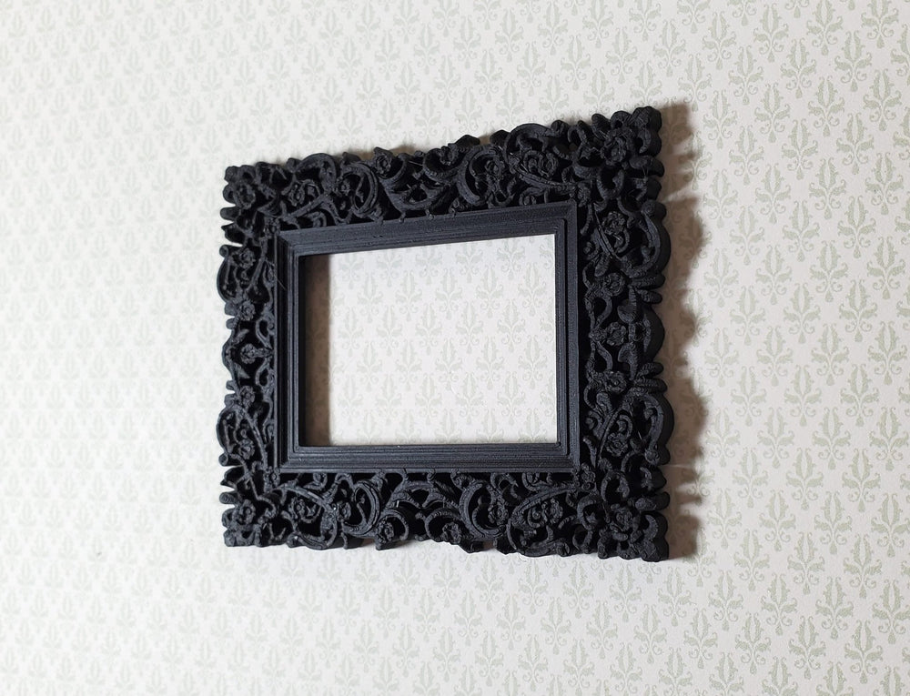 Dollhouse Picture Frame Black Fancy 3" 1:12 Scale Miniature Halloween MC196 - Miniature Crush