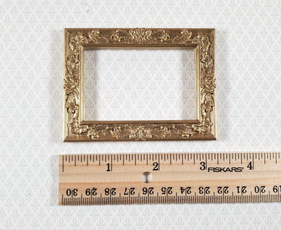 Dollhouse Picture Frame Gold Fancy Ornate 1:12 Scale Miniature 3.25" x 2 7/16" - Miniature Crush