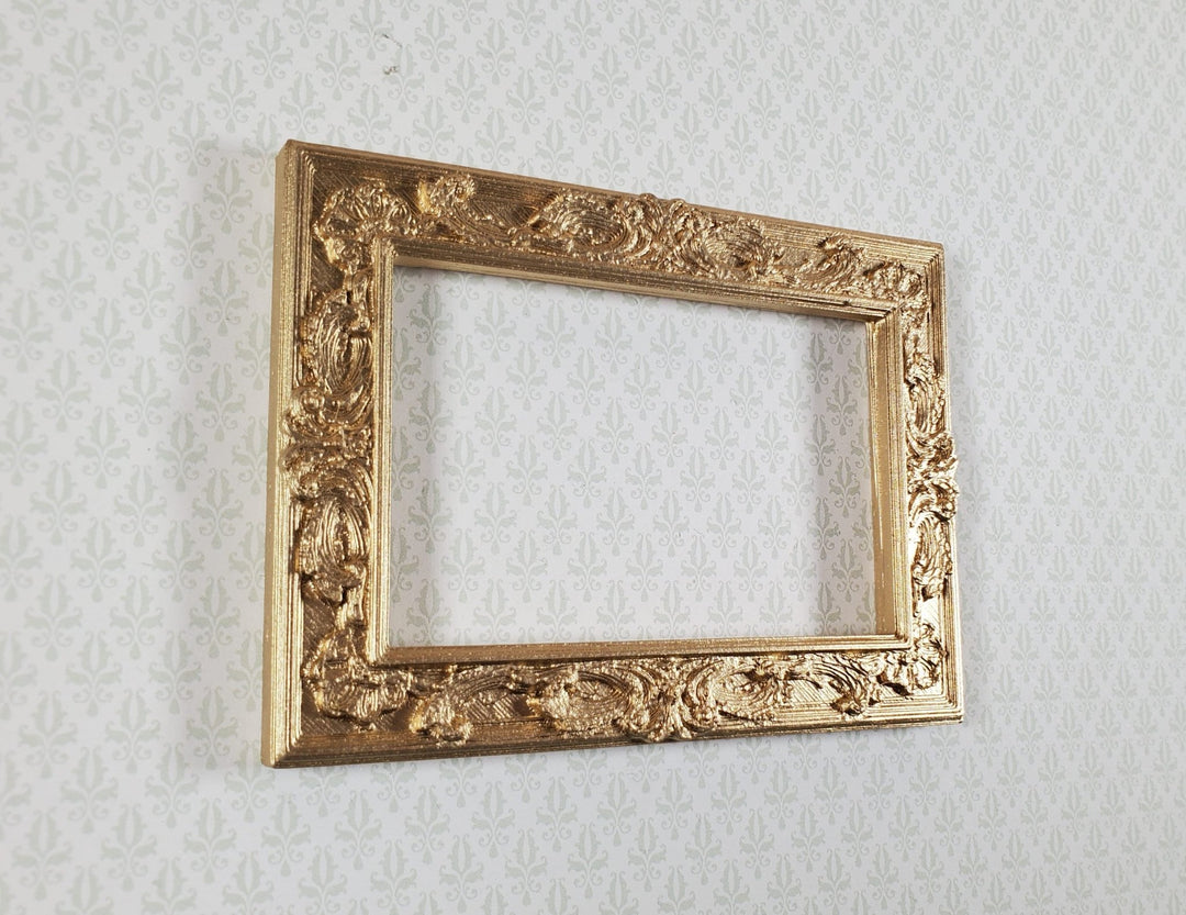 Dollhouse Picture Frame Gold Fancy Ornate 1:12 Scale Miniature 3.25" x 2 7/16" - Miniature Crush